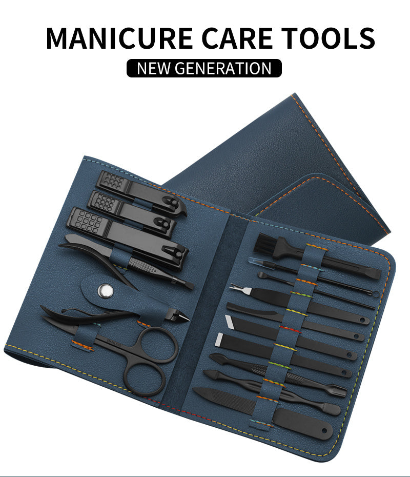 16 Piece Nail Grooming Kit with Portable Foldable Case-Theone Apparel