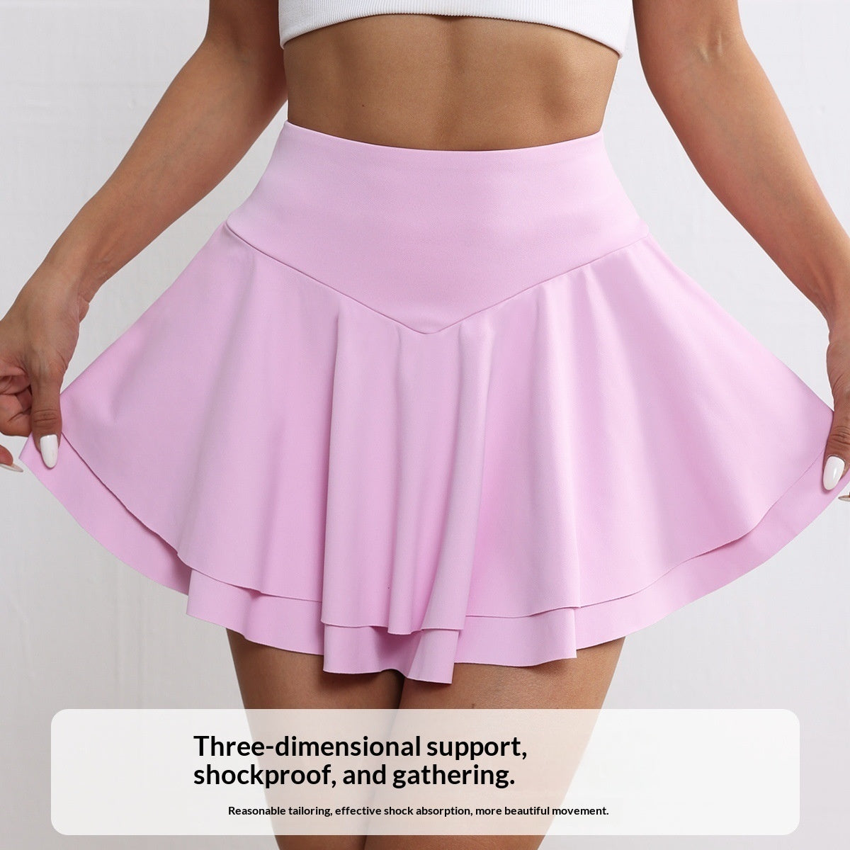 High Waisted Faux Two Piece Skirt With Belt And Pockets