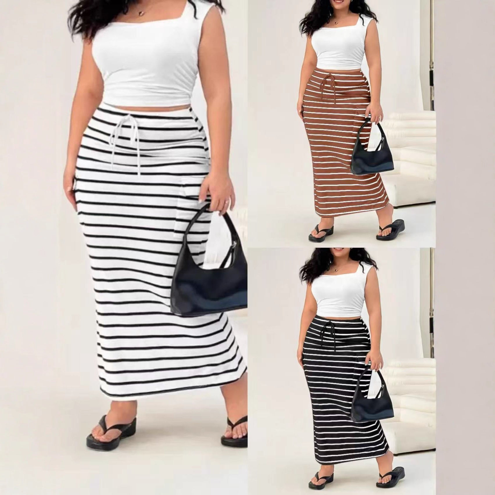 Knitted Slim Fit Hip Skirt With Simple Pocket Detail-Theone Apparel