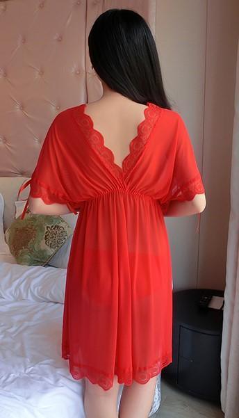 Sheer Tie-Front Coverup with Lace Trim-Theone Apparel