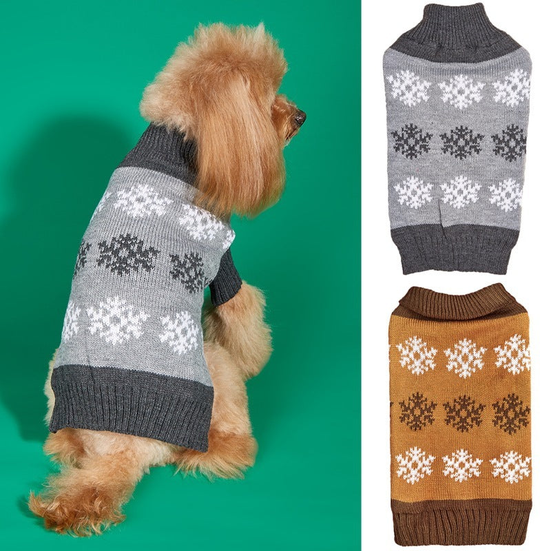 Super Soft Snowflake Christmas Themed Knit Style Dog Sweater