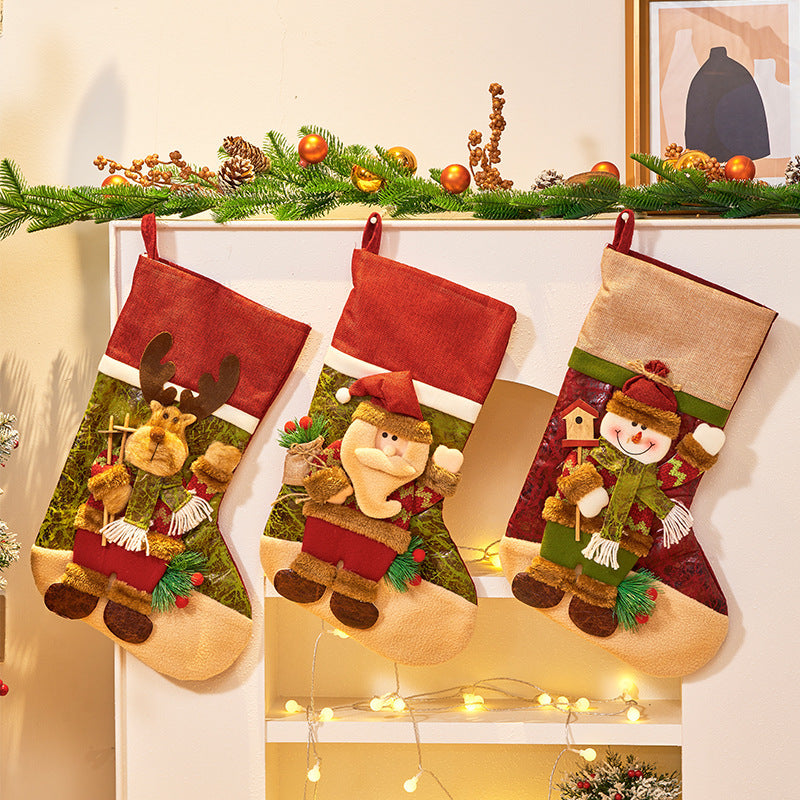 Farmhouse Style 3D Christmas Stocking with Santa, Reindeer and Snowman Options