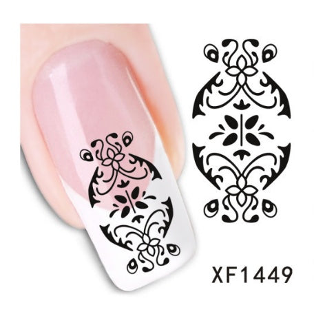 Floral and Botanical Black Nail Stickers for At Home Nails