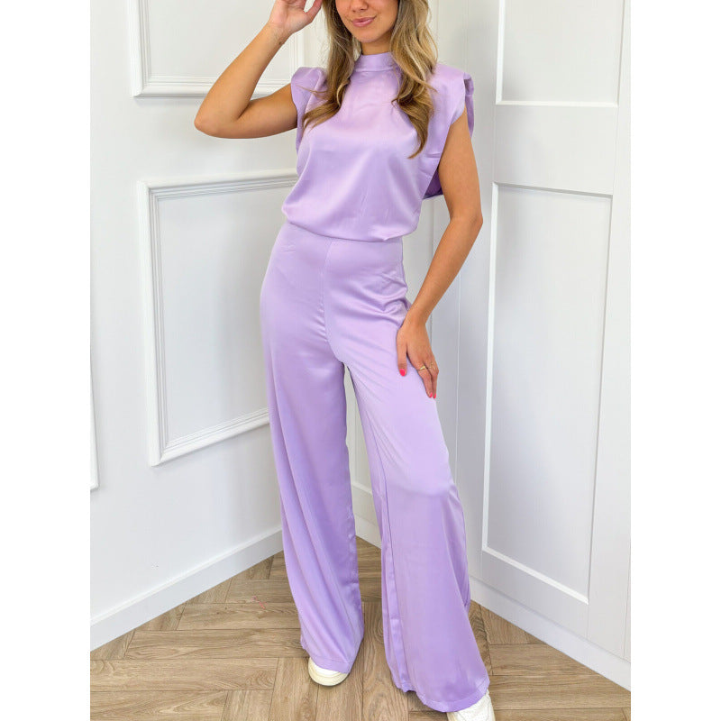 Backless Evening Dress Jumpsuit Solid Color Casual Straight Pants