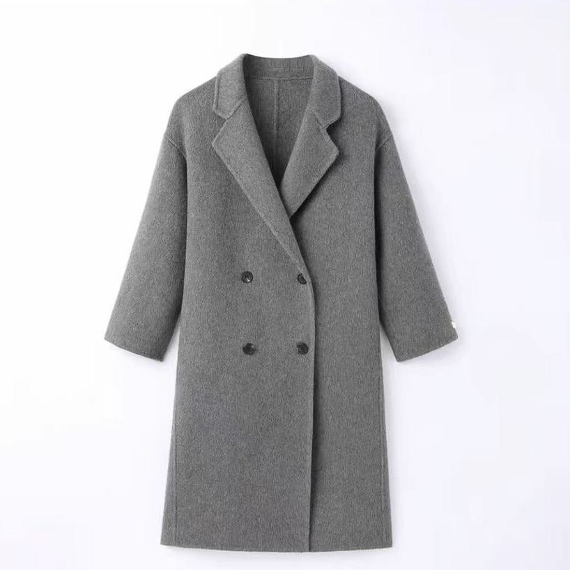 Long Cashmere Double-faced Wool Coat For Women