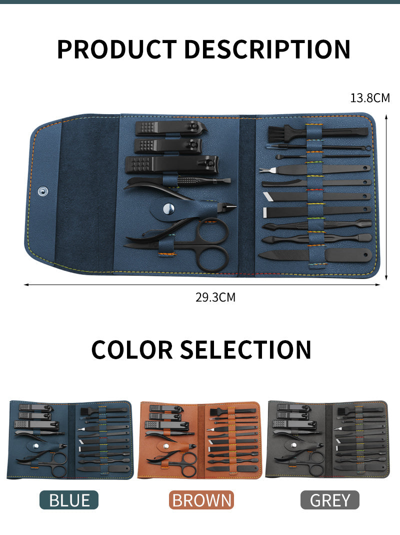 16 Piece Nail Grooming Kit with Portable Foldable Case-Theone Apparel