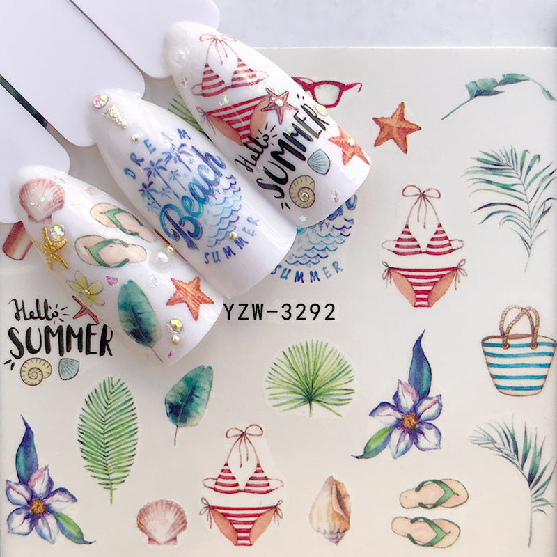 Tropical Beach Nail Sticker en Jewel versieringen voor manicures