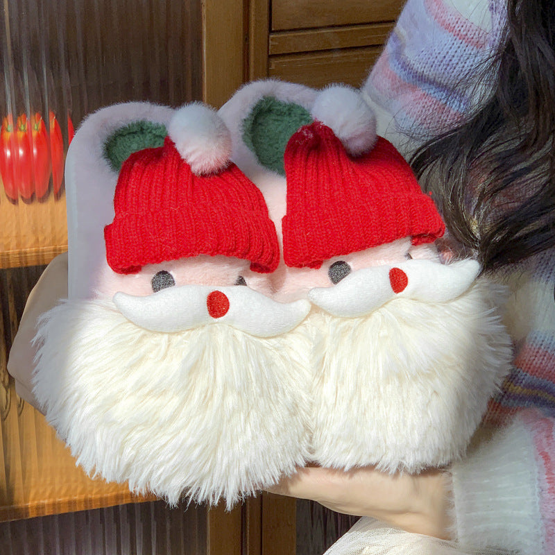 Super Soft and Fluffy White and Red Santa Clause 3D Slippers