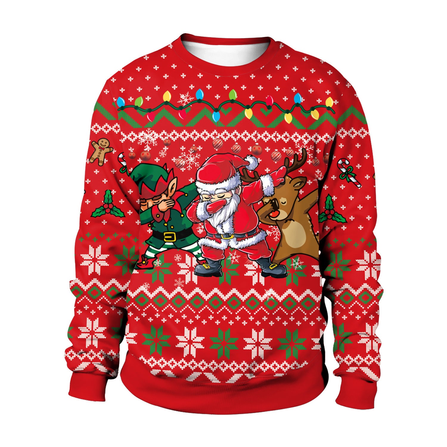 Funny Christmas Party Sweater with Reindeer, Elf and Santa Dabbing