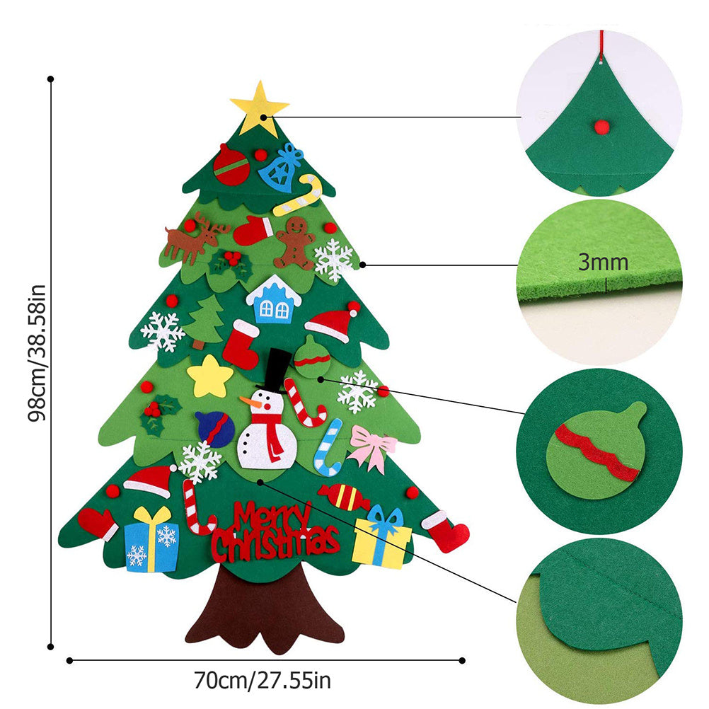 Wall Mounted Felt Christmas Tree with Felt Accessories for Kids