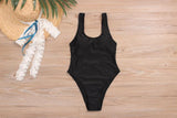 Women’s One Piece Solid Color Swimsuit with U-Neck