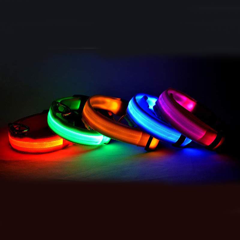 Nylon LED Luminous Pet Collar For Night Safety