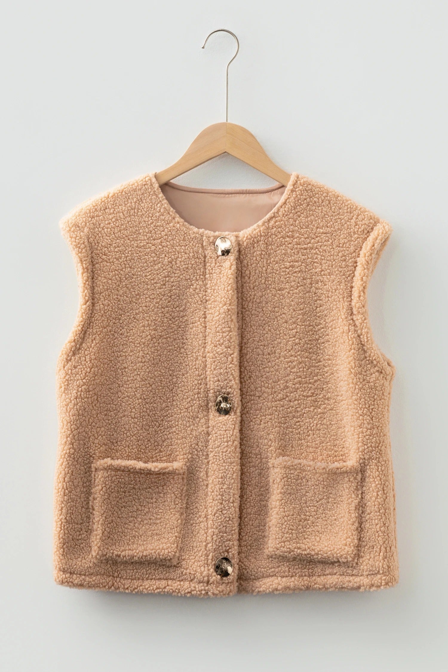 Women's Solid Color Versatile Button Warm Vest