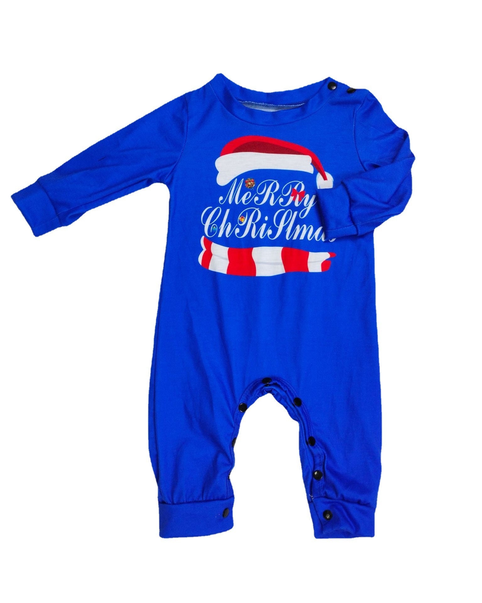 Blue and White Merry Christmas Matching Family Pajama Set