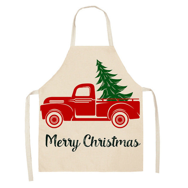 Merry Christmas Cotton-Linen Blend Self-Tie Adjustable Apron in Assorted Styles