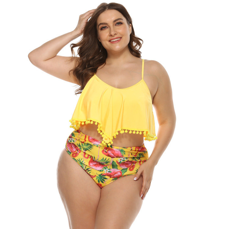 Women's Two Piece Tassel Crop Top Plus Size Bikini