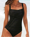 Women's One Piece Solid Color Square Neckline Swimsuit