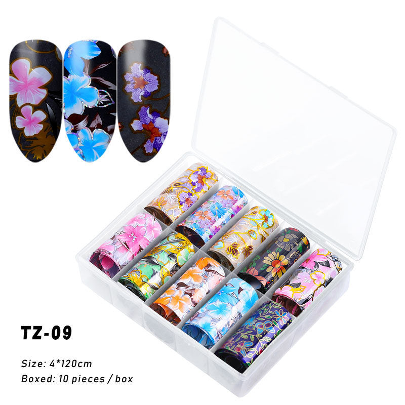 Multicolored and Multipatterned Nail Wraps 10 Piece Set