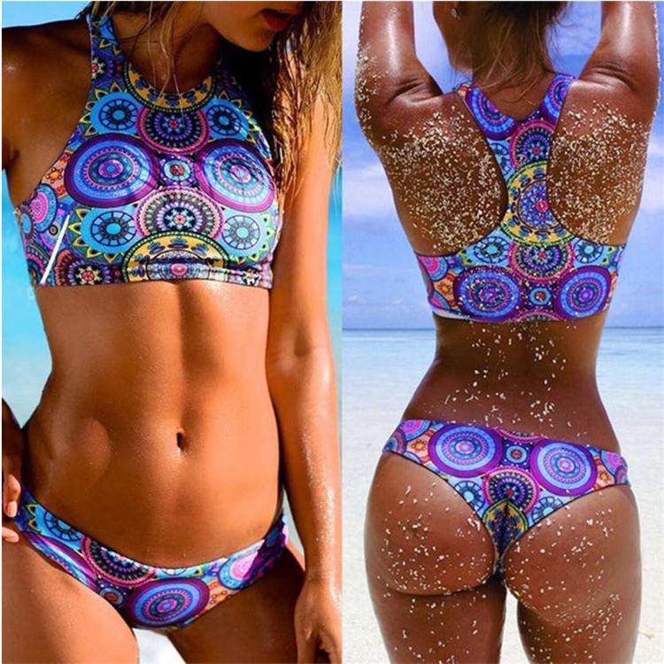 Tweedelige psychedelische psychedelische racerback bikini set voor dames