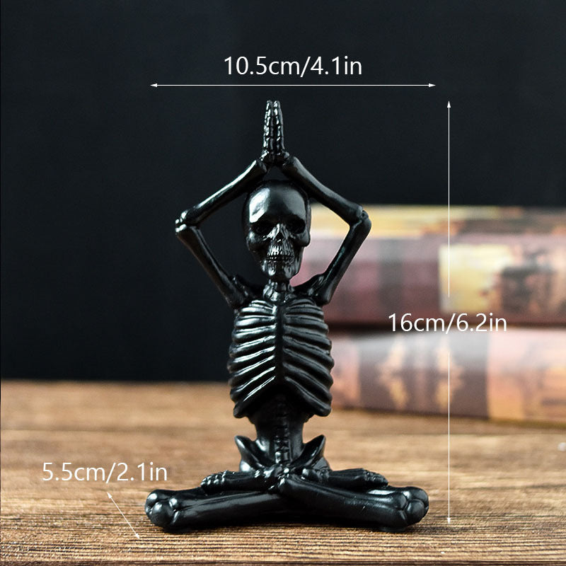 Skelet in yoga poseert Halloween-decoraties met niet-slipbasis