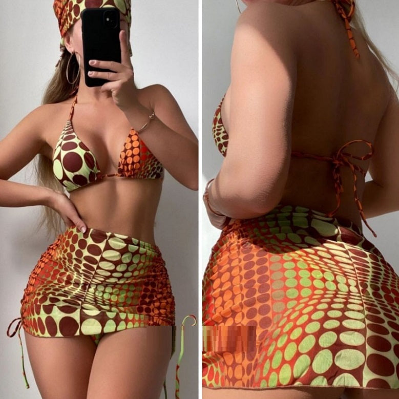 Women's Two Piece Retro Style Bikini Skirt Set