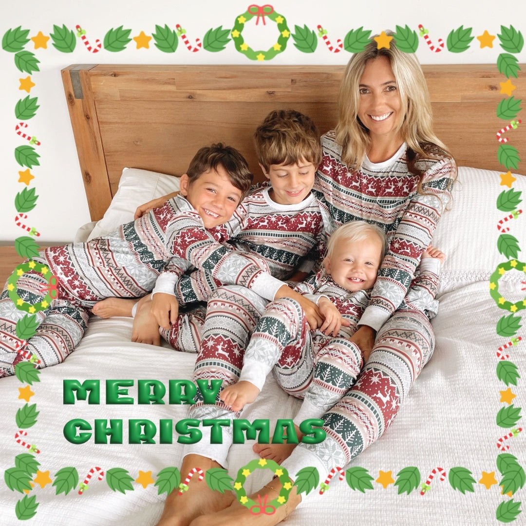 Bijpassende familie kerstthema lange mouw en broek pyjama set