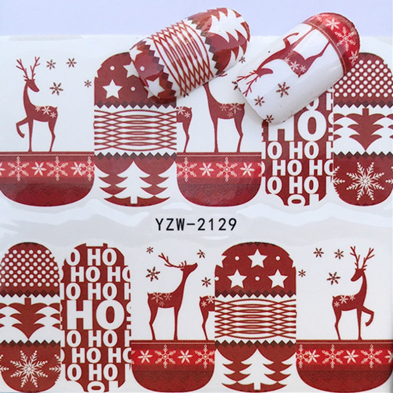 Women's Festive Red and White Holiday Themed Nail Set