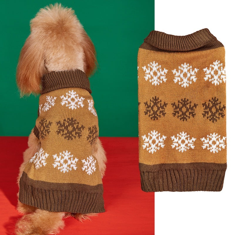 Super Soft Snowflake Christmas Themed Knit Style Dog Sweater