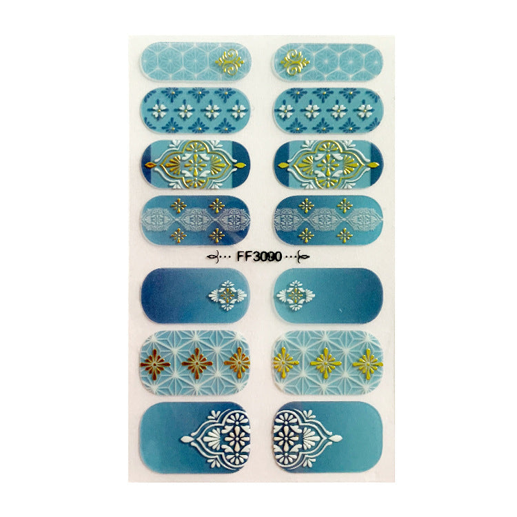 Women's Gemstone Inspired Almond Shaped Nails Stickers in Multiple Colors