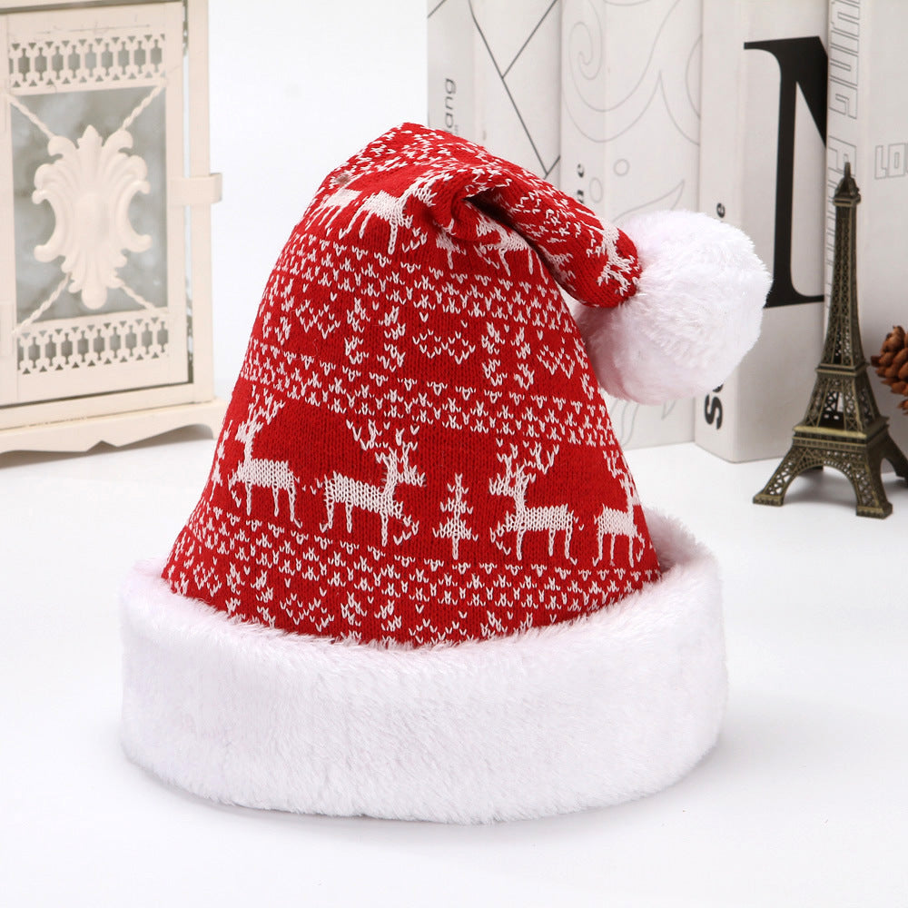 Wintry Patterned Ultra Soft Fleece Christmas Hats with Puffballs