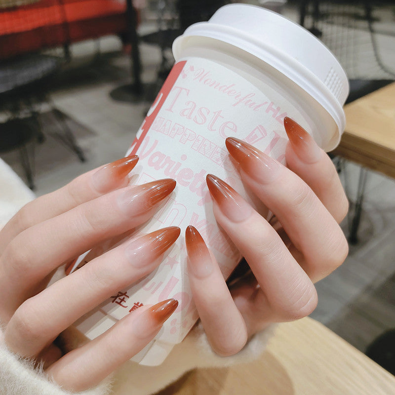 Dames lange amandelvormige nagelset met gradiëntkleuren