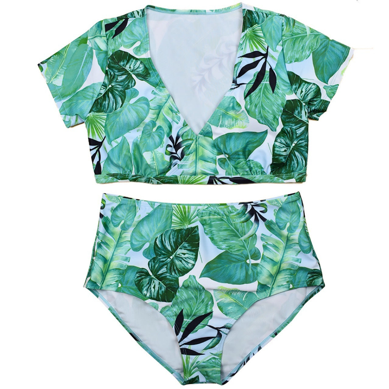 Driedelige tropische tropische plus size bikini set voor dames