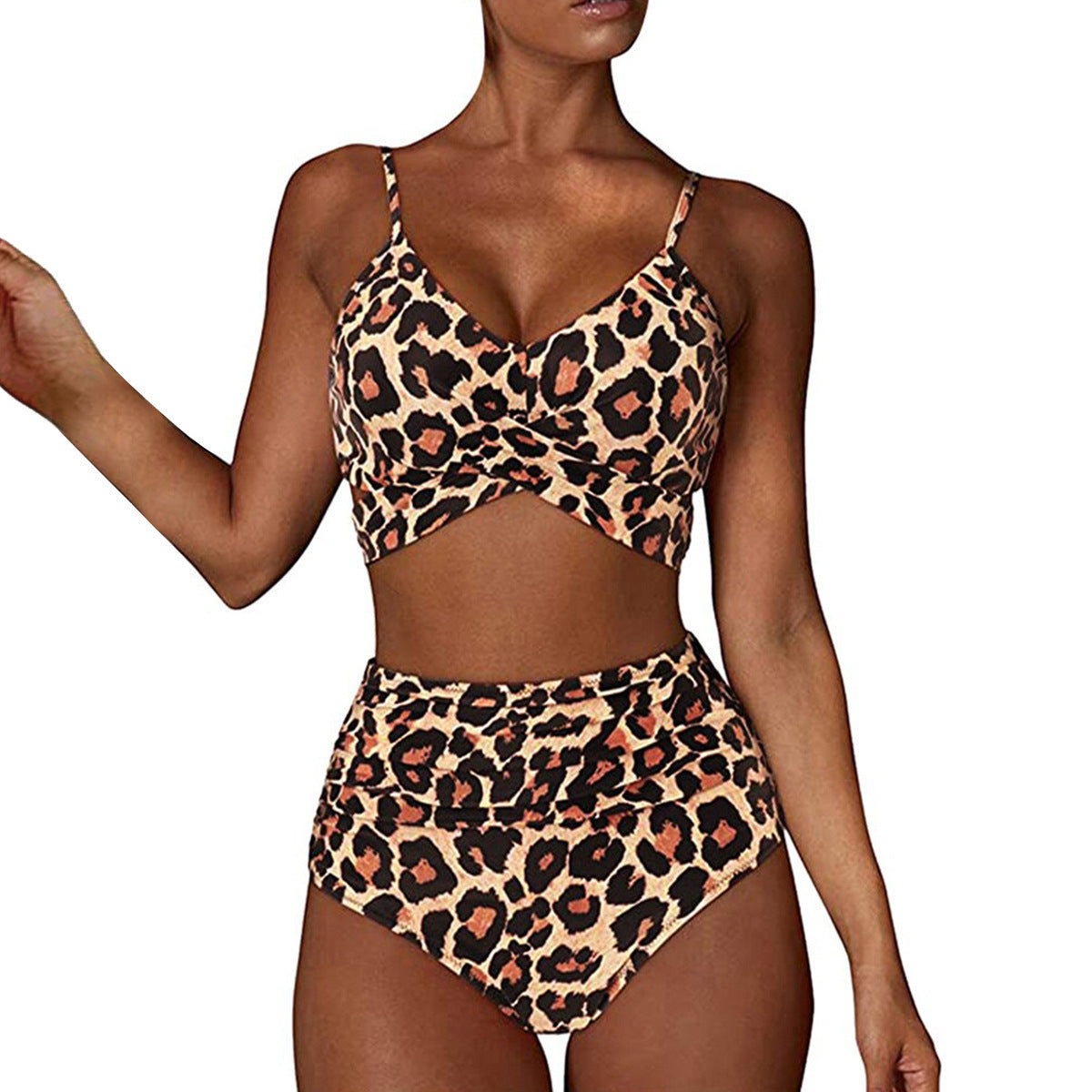 Tweedelige bikini met dames met bodem met hoge taille dierenprint