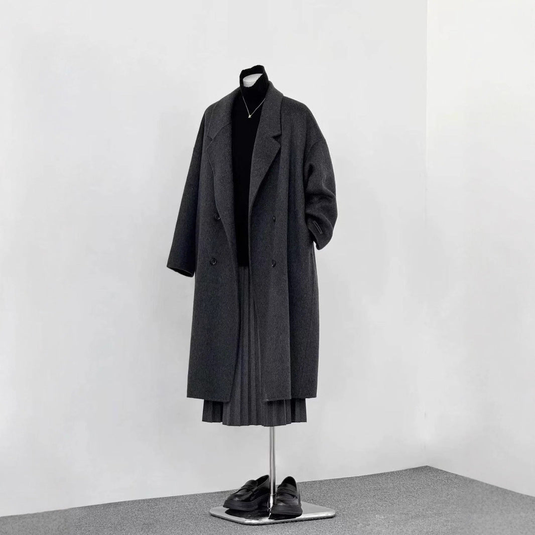 Long Cashmere Double-faced Wool Coat For Women