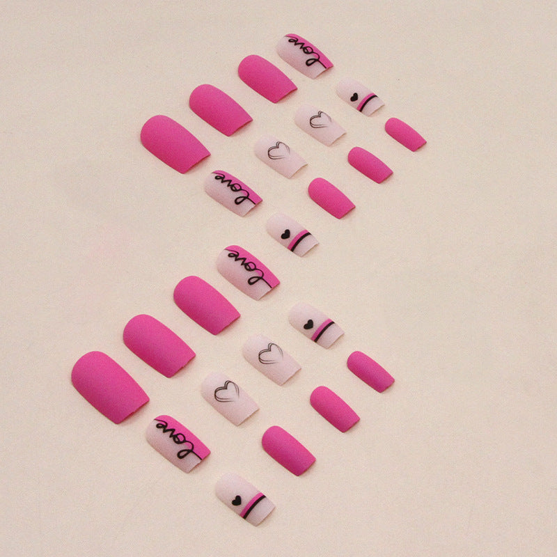 Women's Romantic Valentine's Day Pink and Nude Nail Set