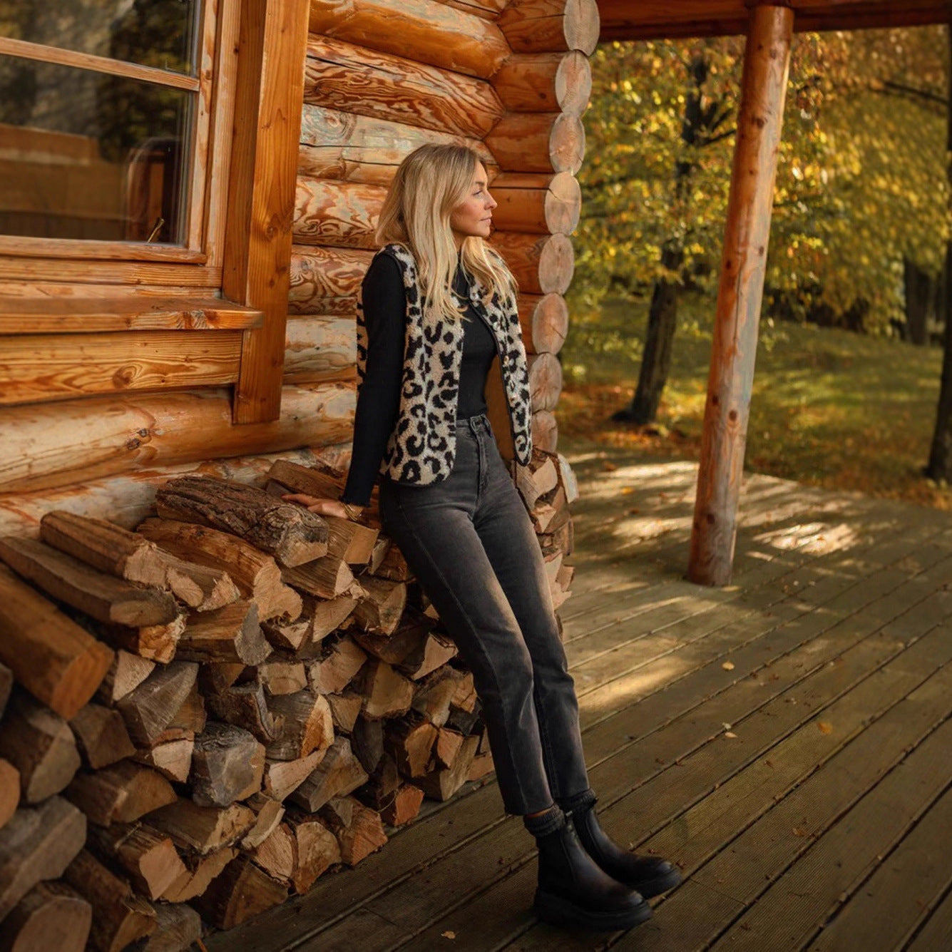 Elegant Leopard Fur Vest For Women