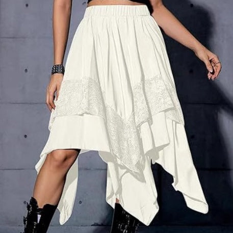 Renaissance-style Pleated Half-skirt With Asymmetrical Pointed Hem Ethereal And Fairy-like