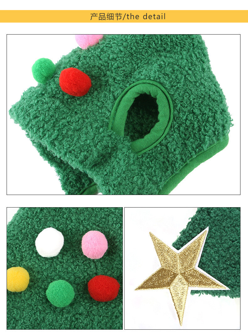 Adorable Pet Christmas Outfits with Stars and Puffballs