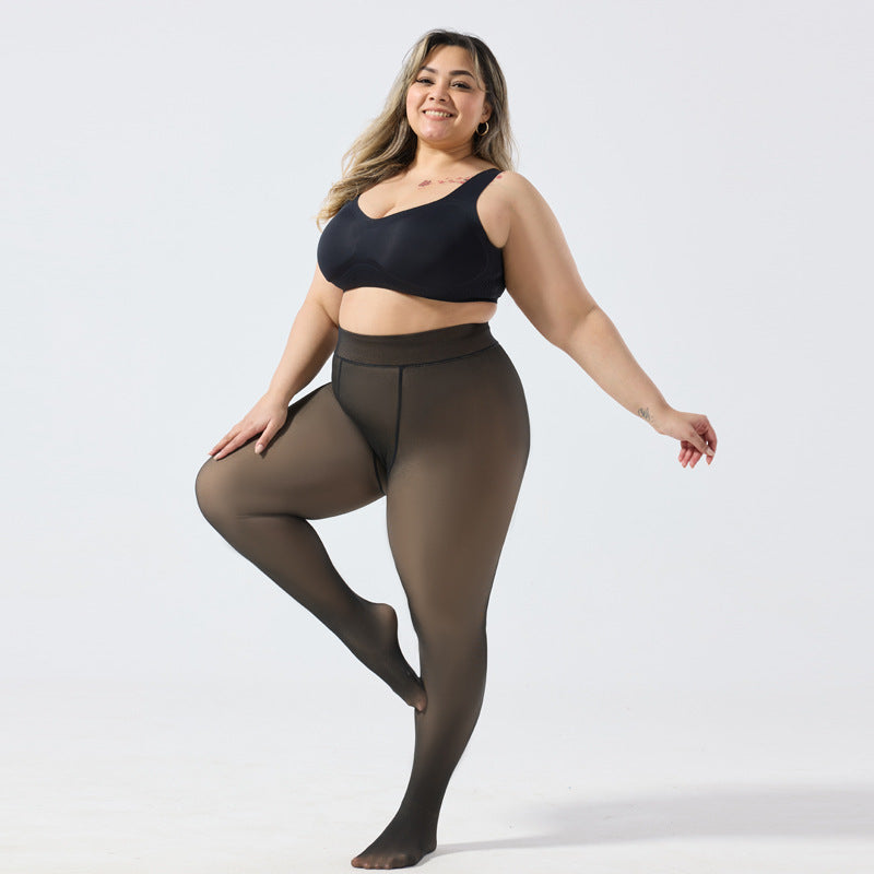 Black Sheer Wash Soft One-piece Pants For Women With Extra Thickness