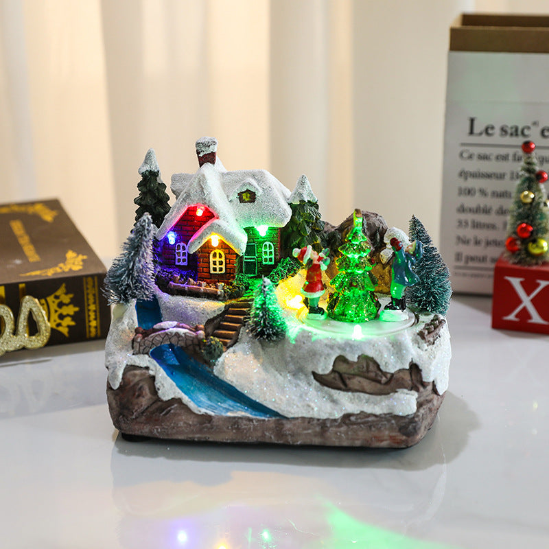 Wintry Village with Moving Train and LED Light Designs