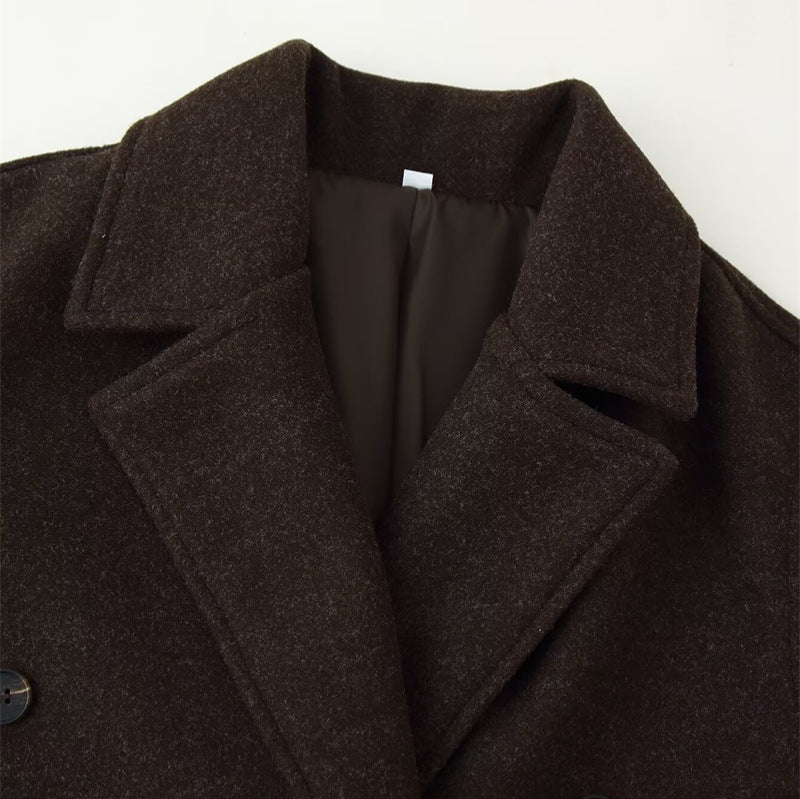 Double-breasted Wool Coat For Women