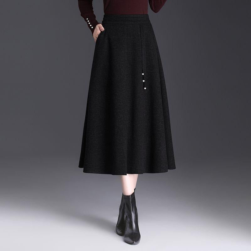 Women's New Autumnwinter High-waisted Casual Skirt Below The Knee