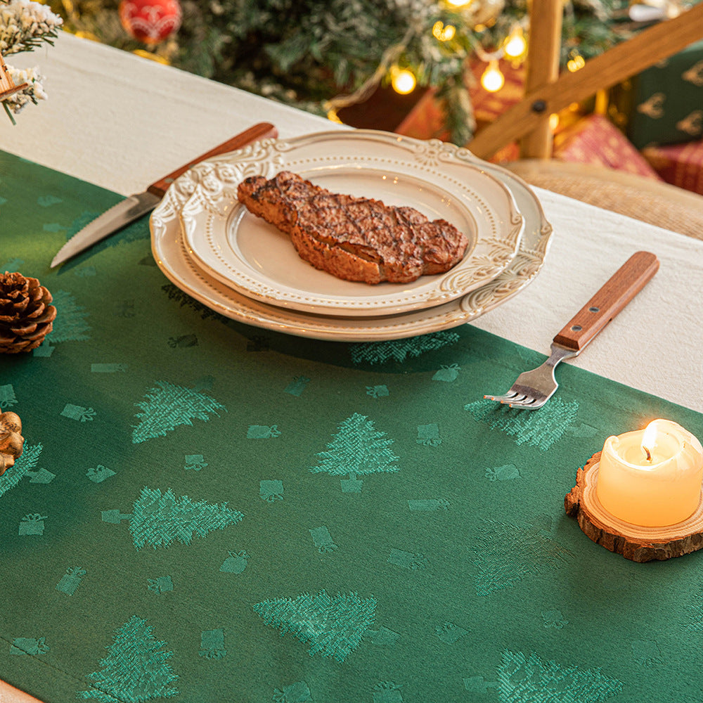 Elegant Satin Polyester Jacquard Christmas Table Runner in Assorted Colors