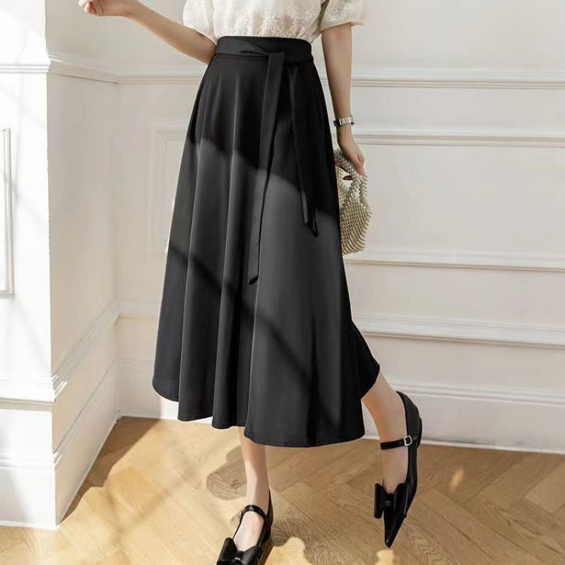 A-Line Mid Length Skirt With Flowing Large Hem-Theone Apparel