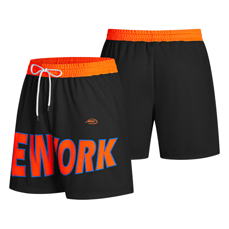 Breathable Mesh Shorts with Bold Letter Print Design-Theone Apparel
