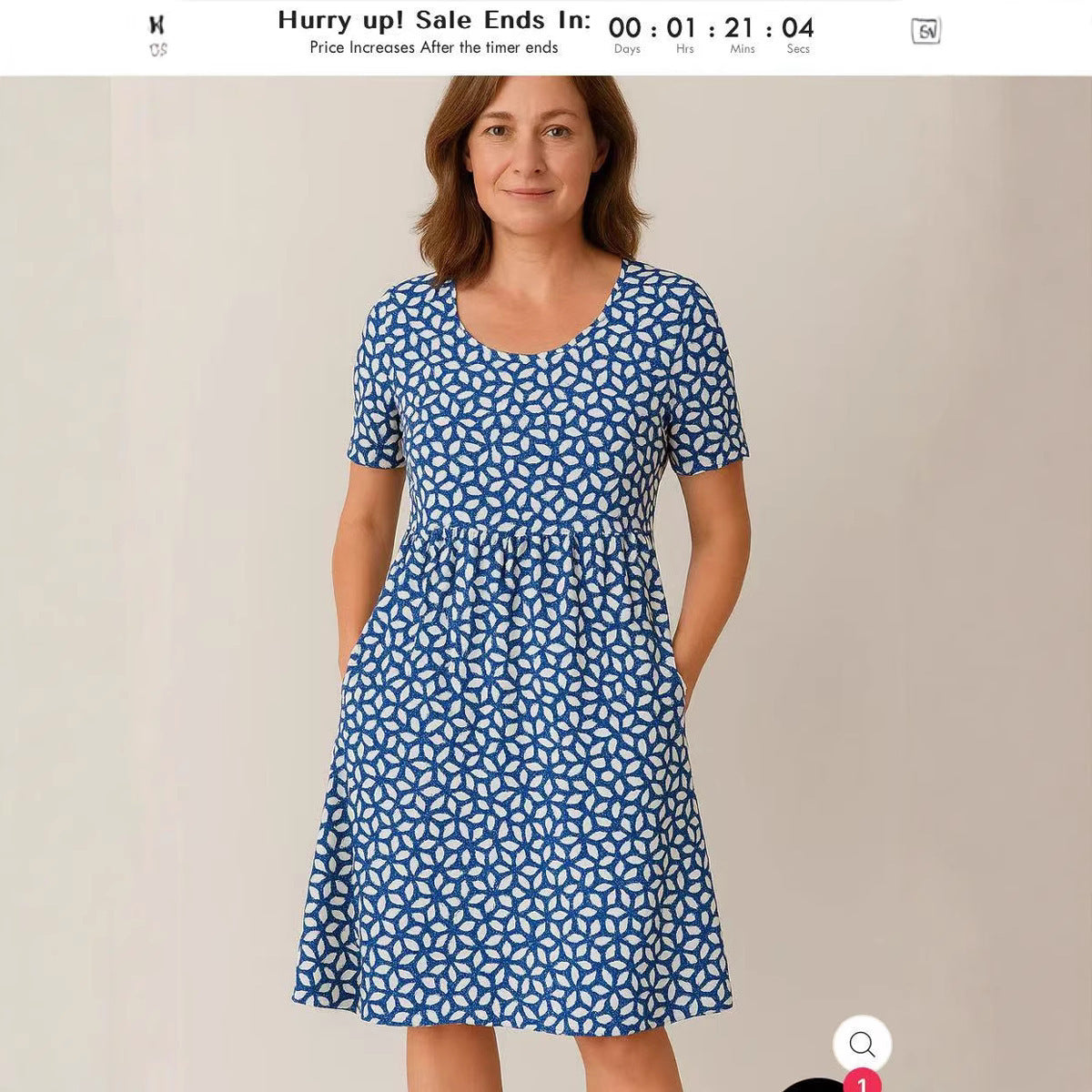 Casual T-Shirt Dress with Round Neck, Pockets, and Stitch Detailing-Theone Apparel