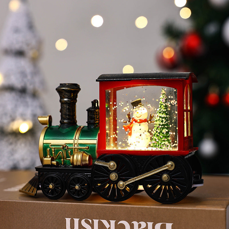 Christmas Themed Train Car Snowglobe with Glitter-Little Train Snowman Tree-Theone Apparel