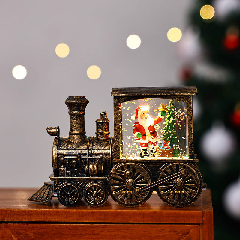 Christmas Themed Train Car Snowglobe with Glitter-Little Train Old Man Tree-Theone Apparel