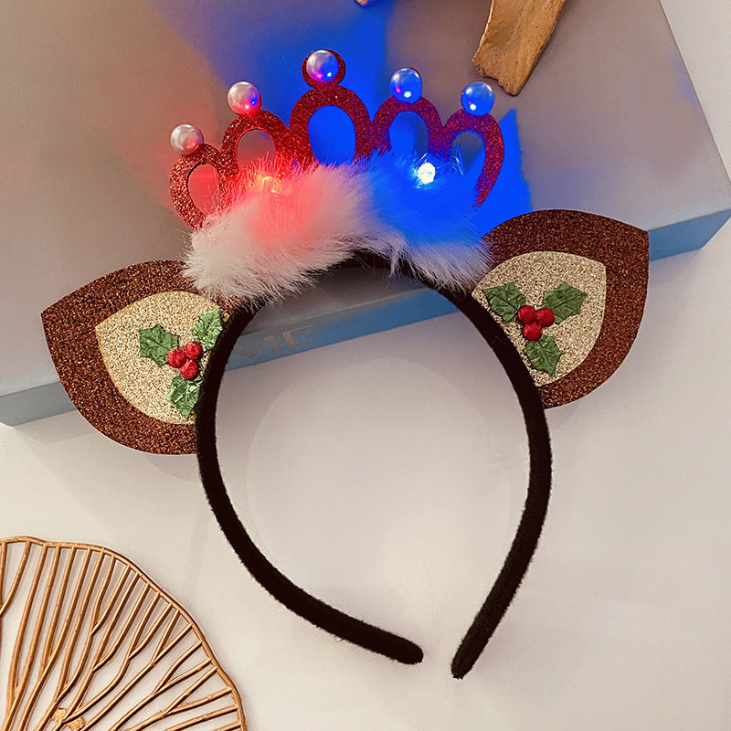 Christmas Tree Headband Hat with LED String Lights-28 Red Binaural Crown-Theone Apparel