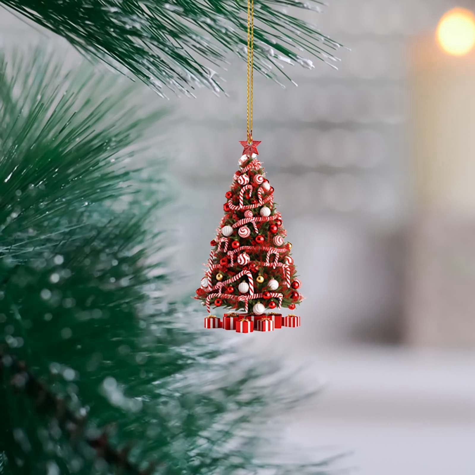 Colorful Christmas Tree Themed Ornament with Hanging Thread-Theone Apparel